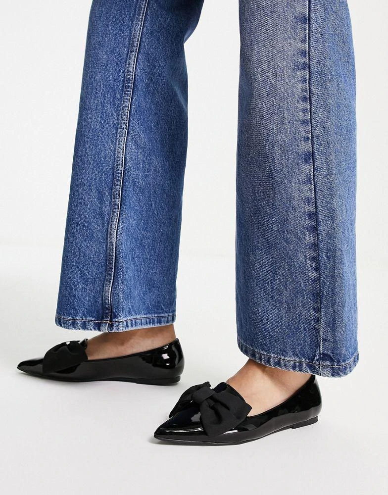 商品ASOS|ASOS DESIGN Lake bow pointed ballet flats in black,价格¥207,第4张图片详细描述