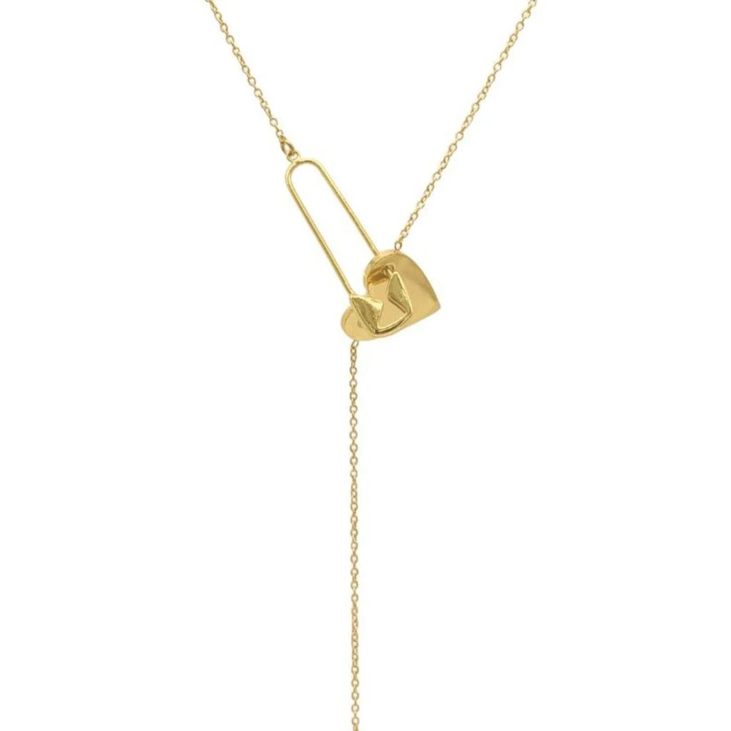 商品ADORNIA|Heart Safety Pin Lariat Necklace gold,价格¥109,第1张图片