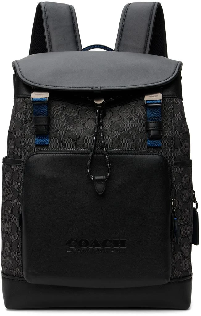 商品Coach|Black & Gray League Flap Backpack,价格¥3207,第1张图片