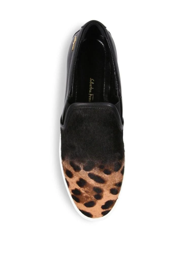 商品Salvatore Ferragamo|Salina Leopard-Print Calf Hair Skate Sneakers,价格¥1784,第4张图片详细描述