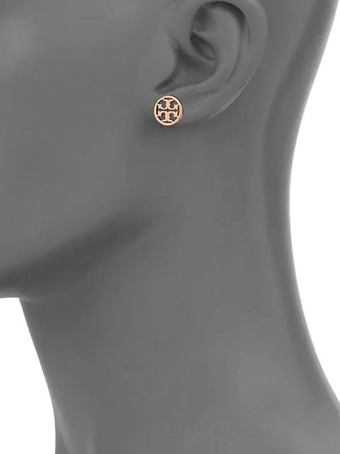 Logo Circle Stud Earrings/Rose Goldtone商品第2张图片规格展示
