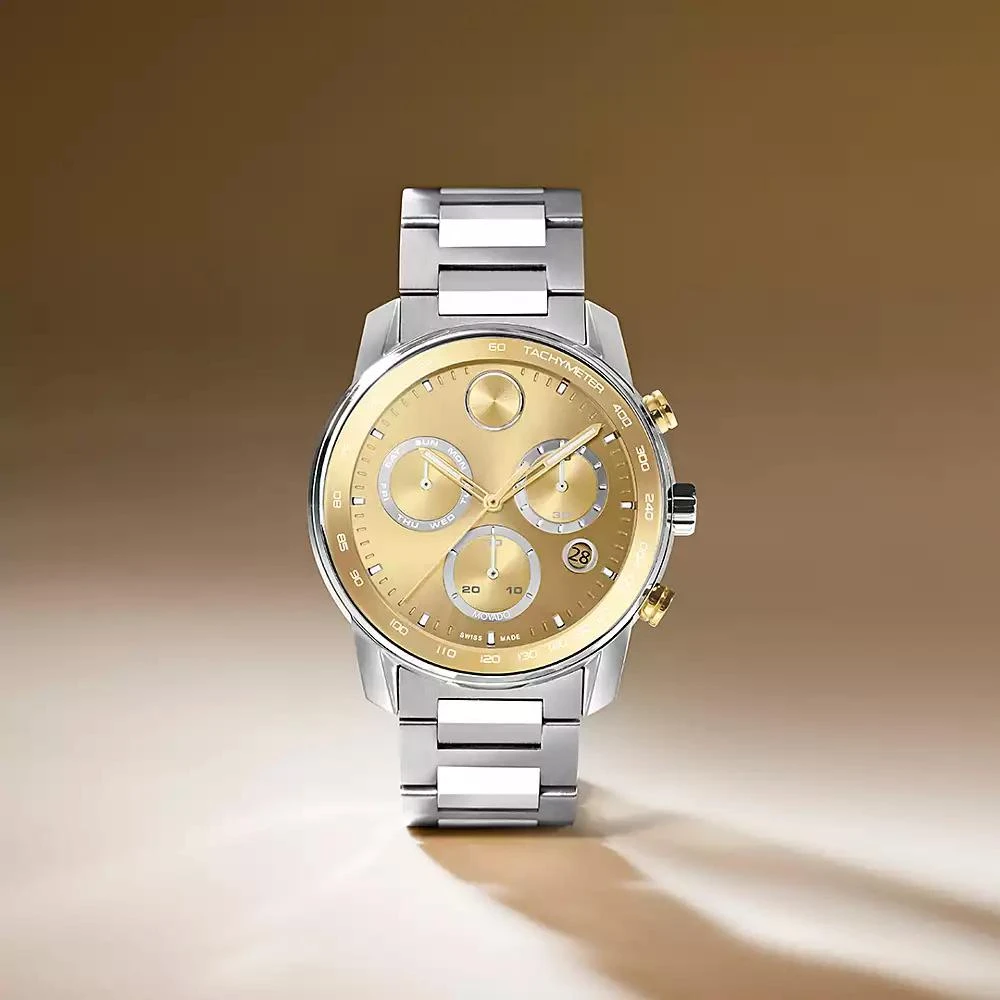 商品Movado|Men's Swiss Chronograph Bold Verso Stainless Steel Bracelet Watch 44mm,价格¥5950,第4张图片详细描述