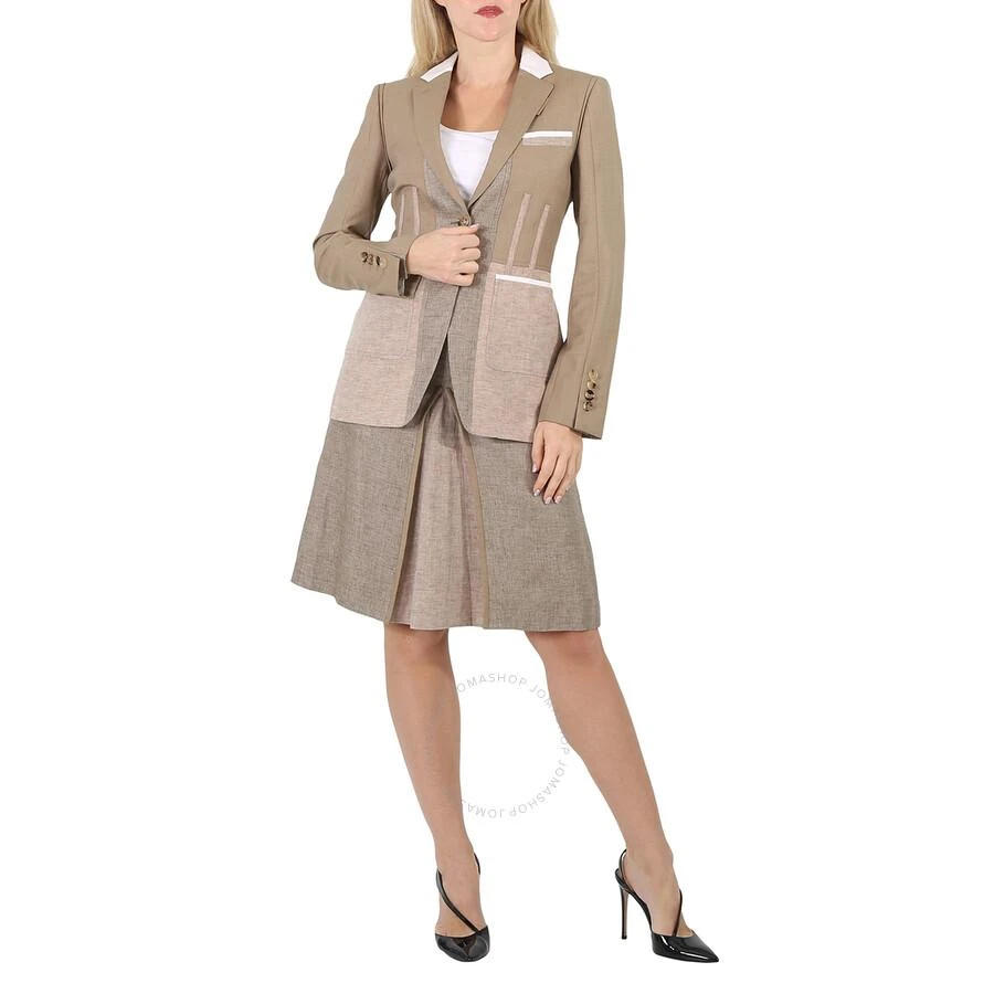 商品Burberry|Ladies Pecan Melange Tape Detail Mix Media Blazer,价格¥4904,第1张图片