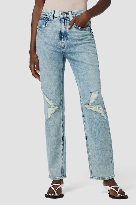 商品Hudson|Jade High-Rise Straight Loose Fit Jean Heartbeats,价格¥597,第1张图片