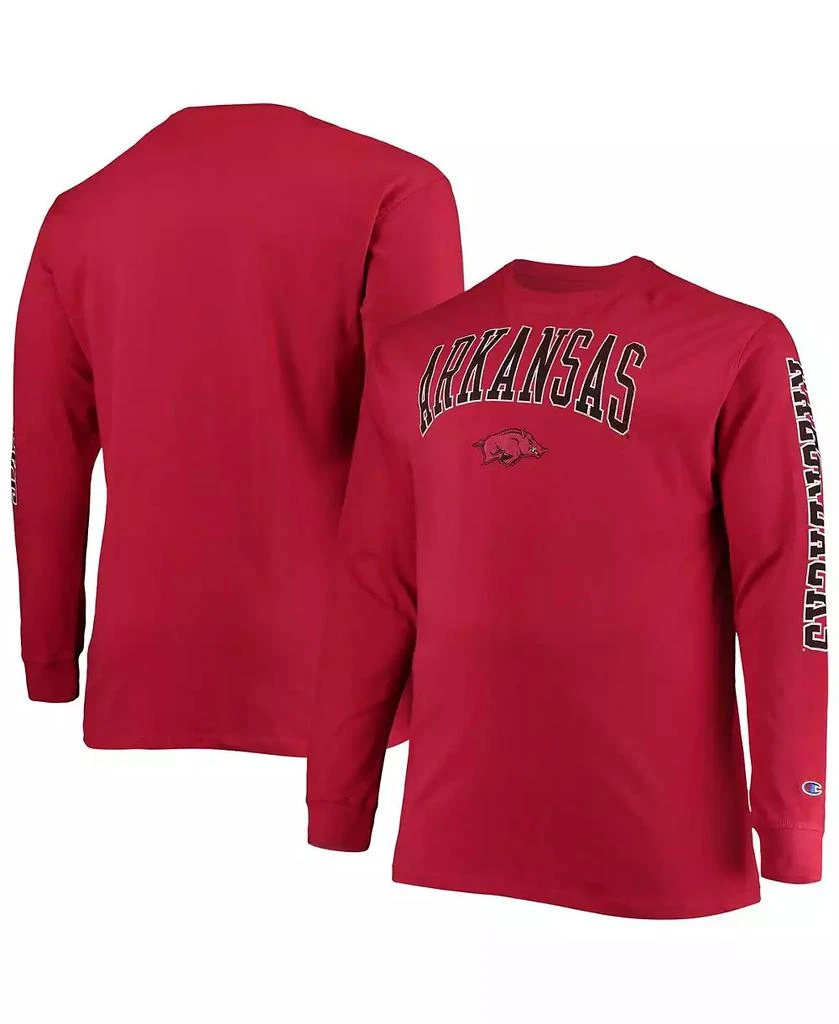 商品CHAMPION|Men's Cardinal Arkansas Razorbacks Big and Tall 2-Hit Long Sleeve T-shirt,价格¥225,第1张图片