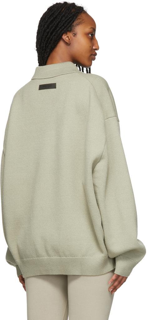 商品Essentials|Green Knit Long Sleeve Polo,价格¥559,第5张图片详细描述