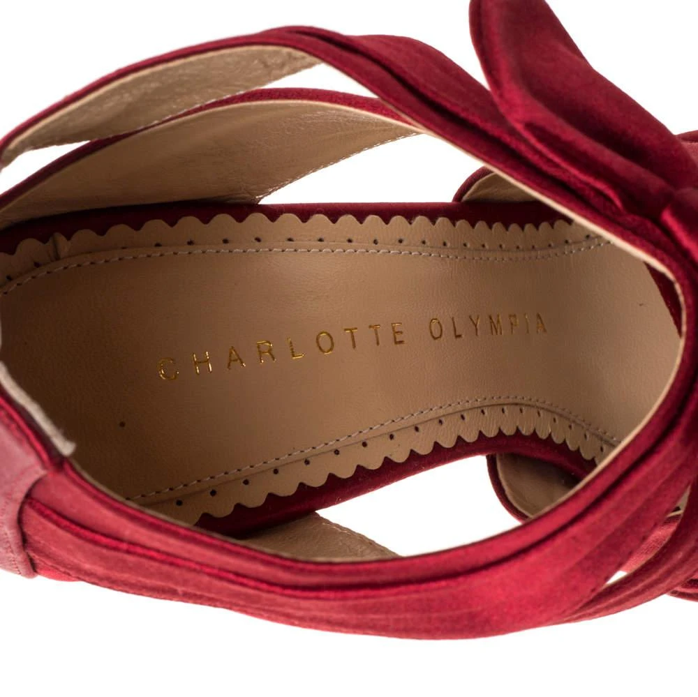 Charlotte Olympia Red Satin Andrea Knotted Platform Sandals Size 35 商品