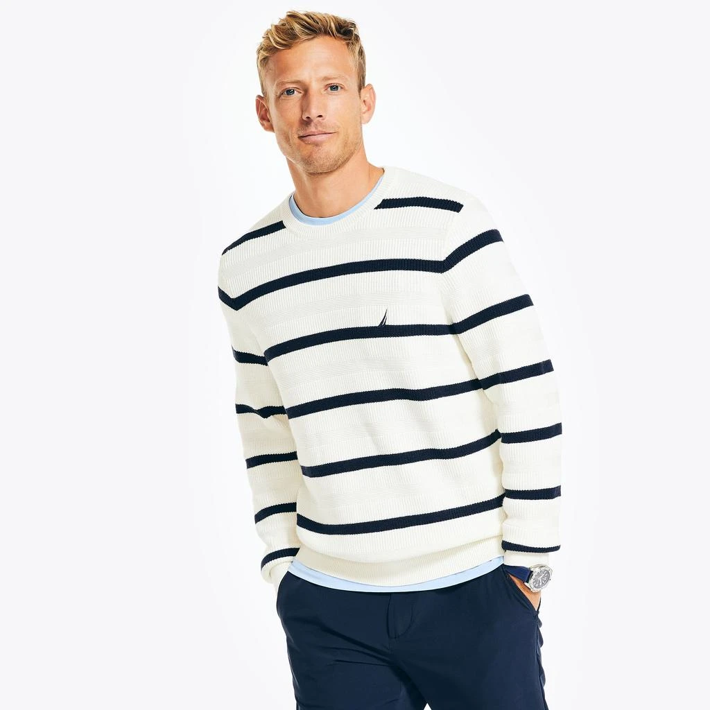 商品Nautica|Nautica Mens Navtech Textured Striped Crewneck Sweater,价格¥212,第2张图片详细描述