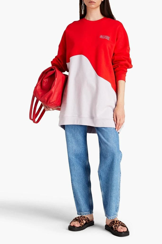 商品Ganni|Oversized two-tone organic cotton-fleece sweatshirt,价格¥319,第2张图片详细描述