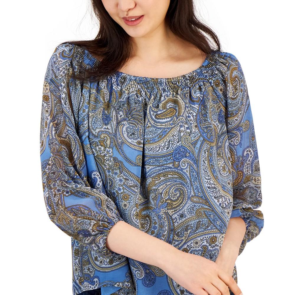 Women's Paisley-Print 3/4-Sleeve Top商品第3张图片规格展示