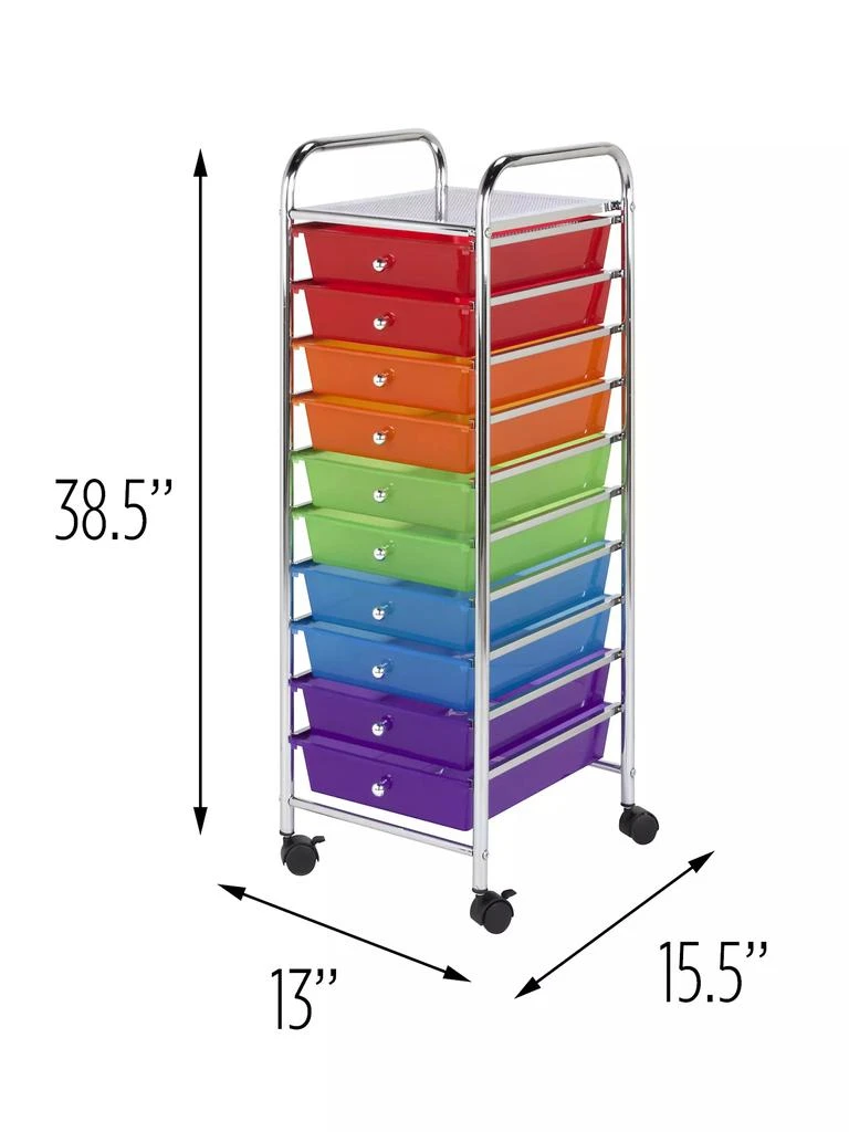 商品Honey Can Do|10-Drawer Multicolor Rolling Cart,价格¥892,第3张图片详细描述