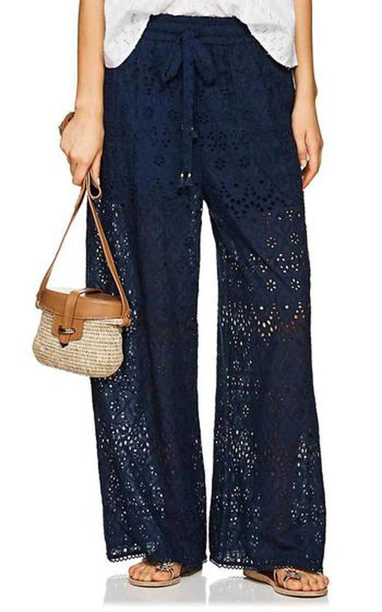 商品Zimmermann|Castile Cotton-Silk Eyelet Wide-Leg Pants,价格¥3573,第1张图片