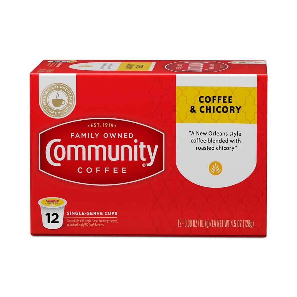 商品Community Coffee|Coffee and Chicory Medium-Dark Roast Single Serve Pods, Keurig K-Cup Brewer Compatible, 72 Ct,价格¥560,第3张图片详细描述