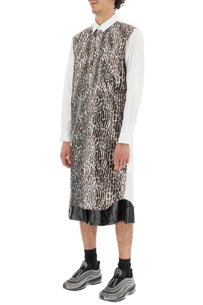 Comme des garcons homme plus long shirt with leopard techno fabric panel商品第4张图片规格展示