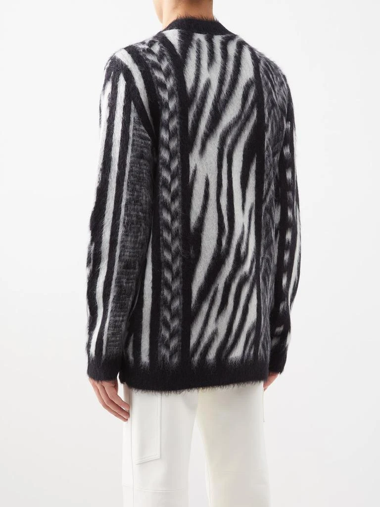 商品Yves Saint Laurent|Striped animal-jacquard mohair-blend cardigan,价格¥11671,第5张图片详细描述