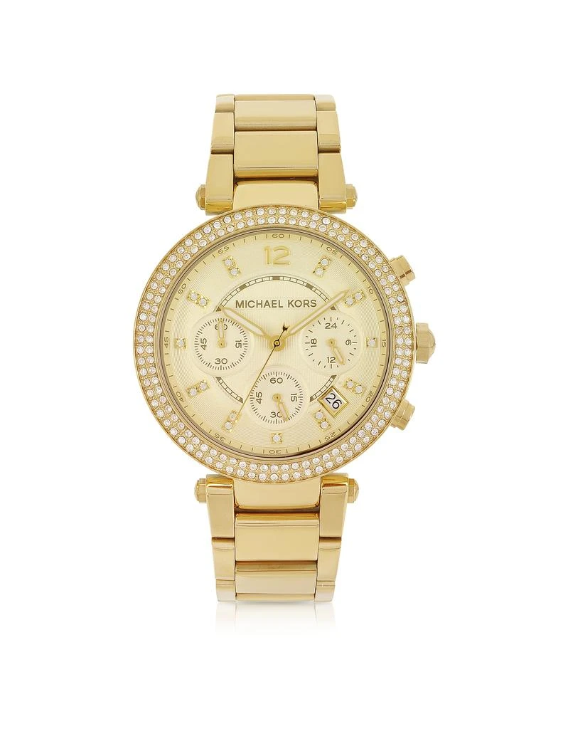 商品Michael Kors|金色不锈钢Parker计时码表Glitz 女士手表,价格¥2010,第1张图片