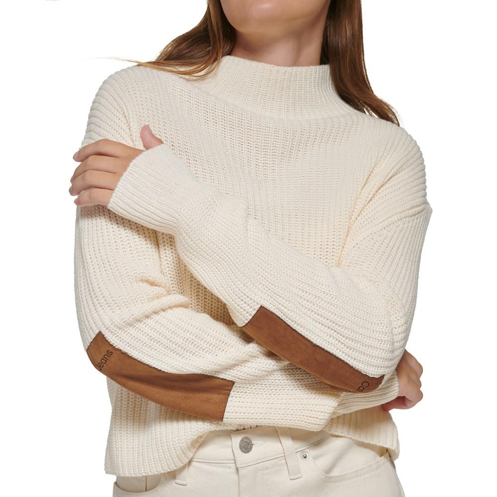 Women's Patched Mock Neck Sweater商品第4张图片规格展示