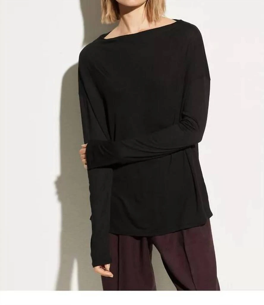 商品Vince|Drop Shoulder Long Sleeve Tee in Black,价格¥778,第1张图片