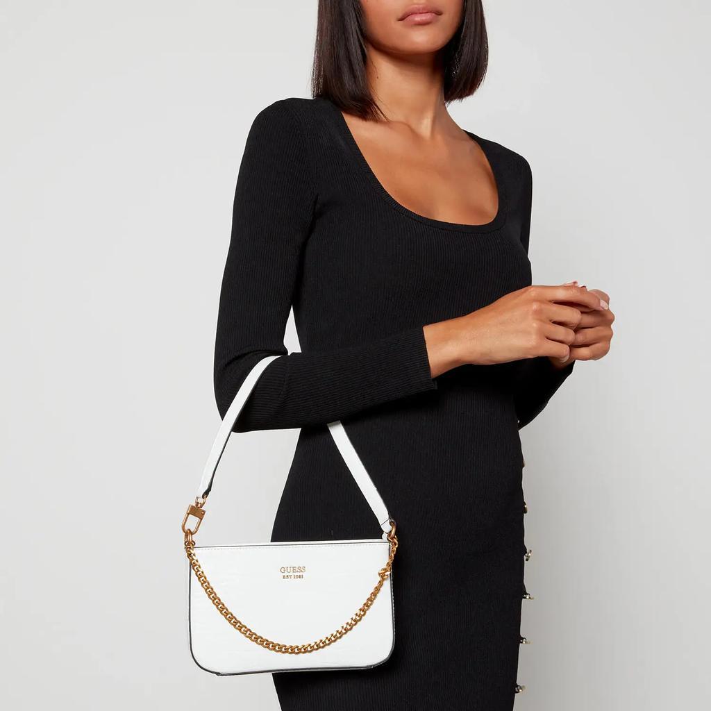 商品GUESS|Guess Women's Katey Croc Mini Top Zip Shoulder Bag - White,价格¥920,第4张图片详细描述