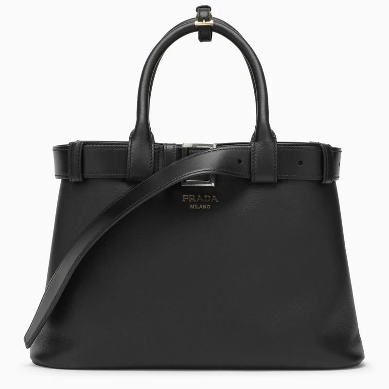 商品Prada|Black leather medium Buckle bag with belt,价格¥31723,第1张图片