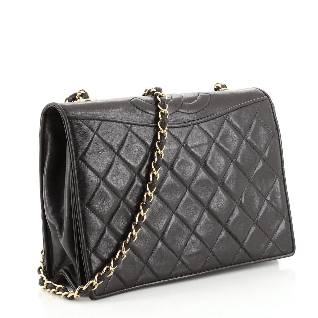 商品[二手商品] Chanel|Chanel Vintage Black Quilted Lambskin Leather CC Full Medium Flap Bag,价格¥36930,第1张图片