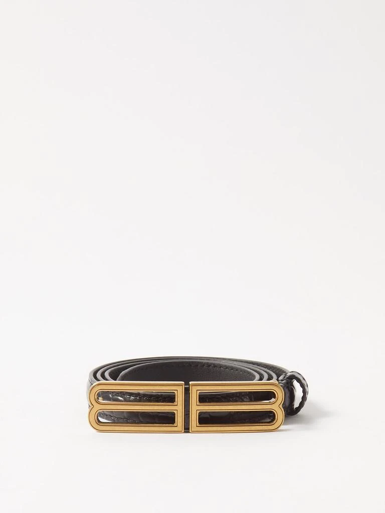 商品Balenciaga|Stretch BB crocodile-effect leather belt,价格¥3203,第1张图片