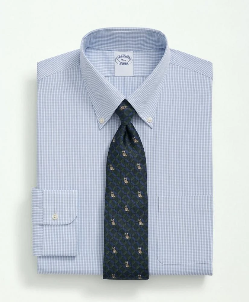 商品Brooks Brothers|Supima® Cotton Poplin Polo Button-Down Collar, Micro Checked Dress Shirt,价格¥910,第1张图片