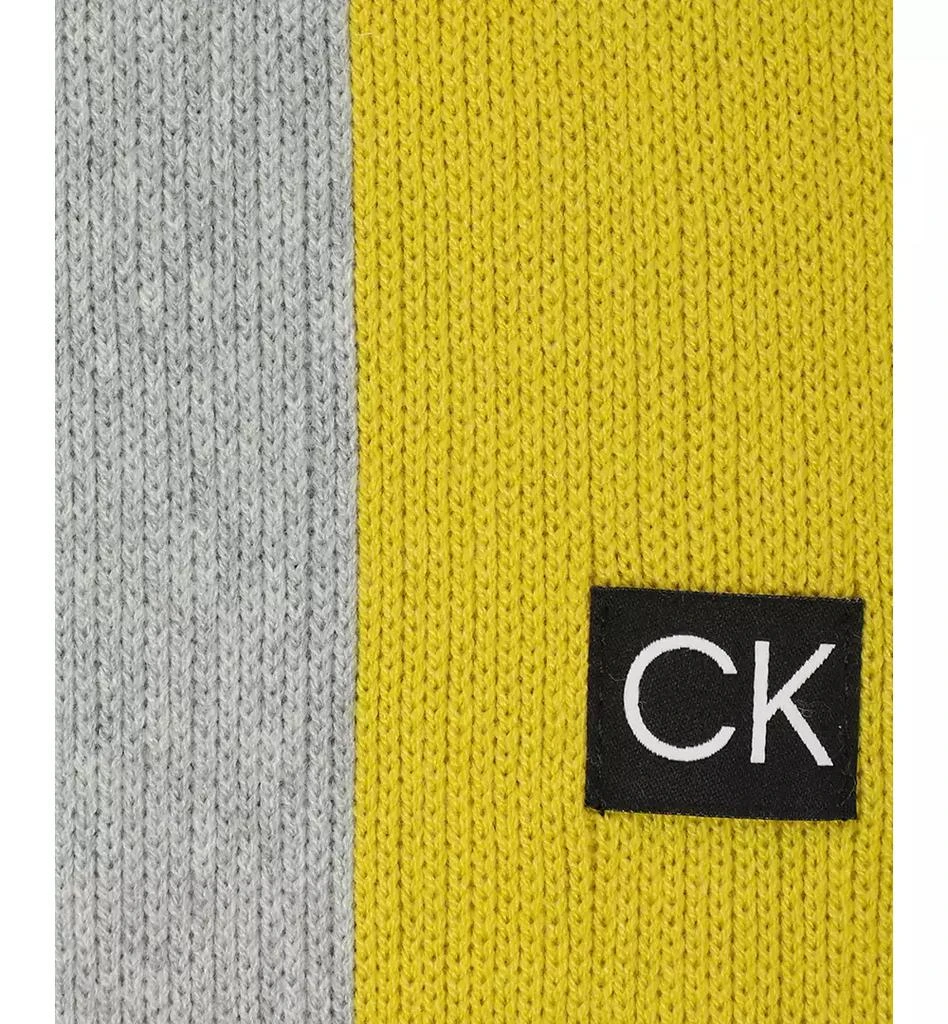 商品Calvin Klein|Men's Thick Wool Blend Side Stripe Logo Scarf,价格¥202,第3张图片详细描述