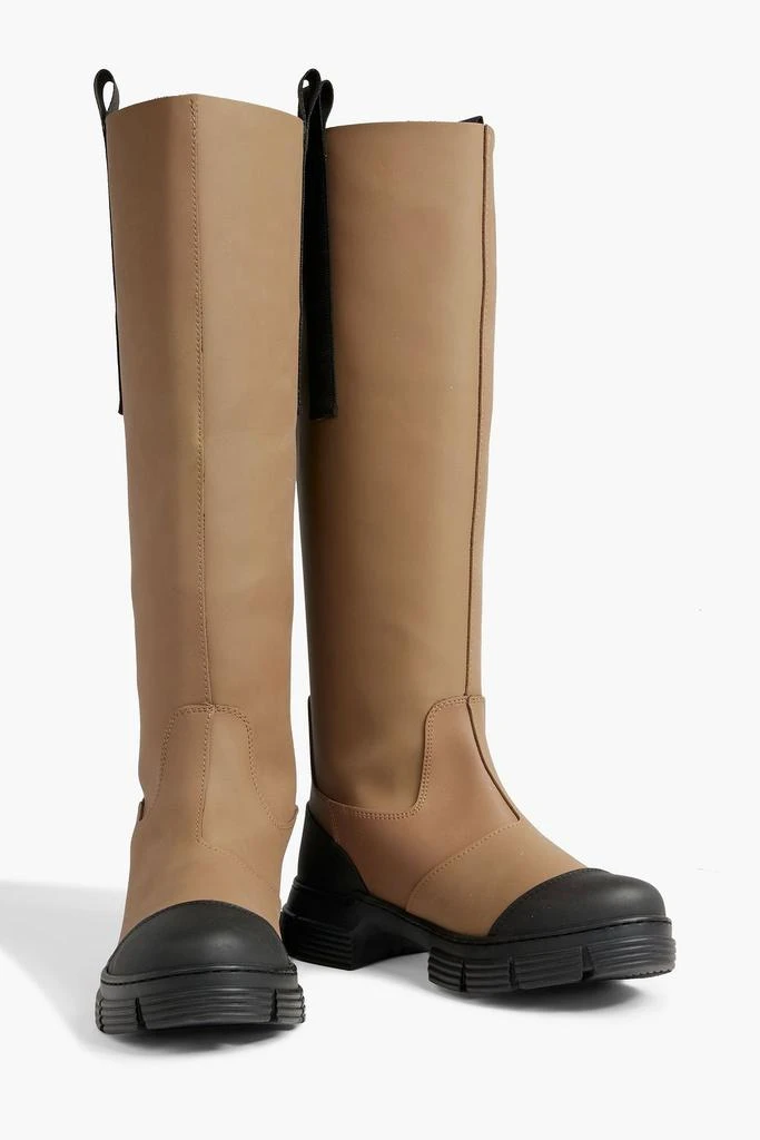 商品Ganni|Grosgrain-trimmed two-tone rubber knee boots,价格¥945,第2张图片详细描述
