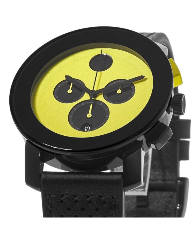 Movado Bold TR90 Yellow Dial Leather Strap Men's Watch 3600766商品第2张图片规格展示