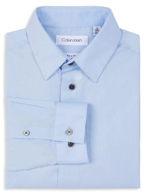 商品Calvin Klein|Boy's Husky Modern Fit Logo-Adorned Polka-Dot Print Shirt,价格¥225,第3张图片详细描述