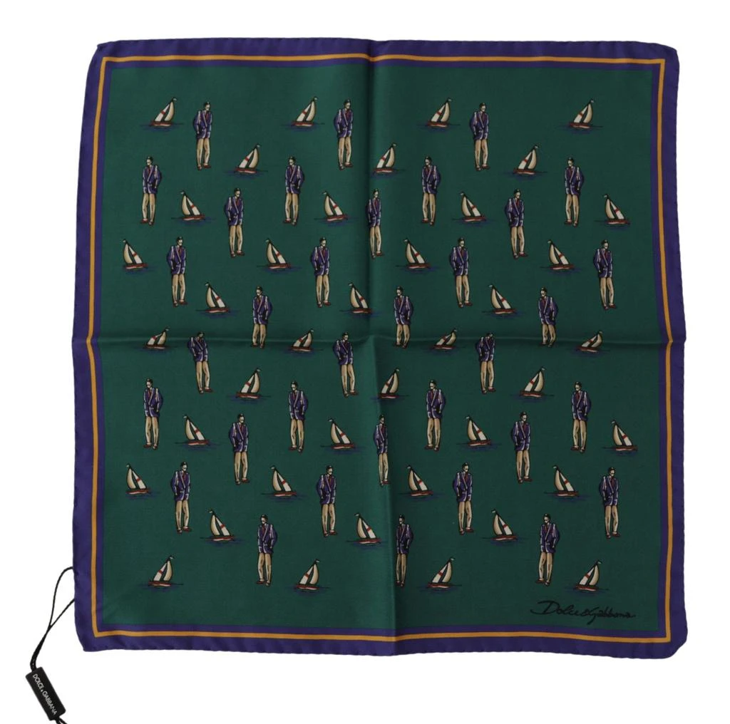 商品Dolce & Gabbana|Dolce & Gabbana Green Printed DG Logo s Square Handkerchief Scarf,价格¥979,第1张图片