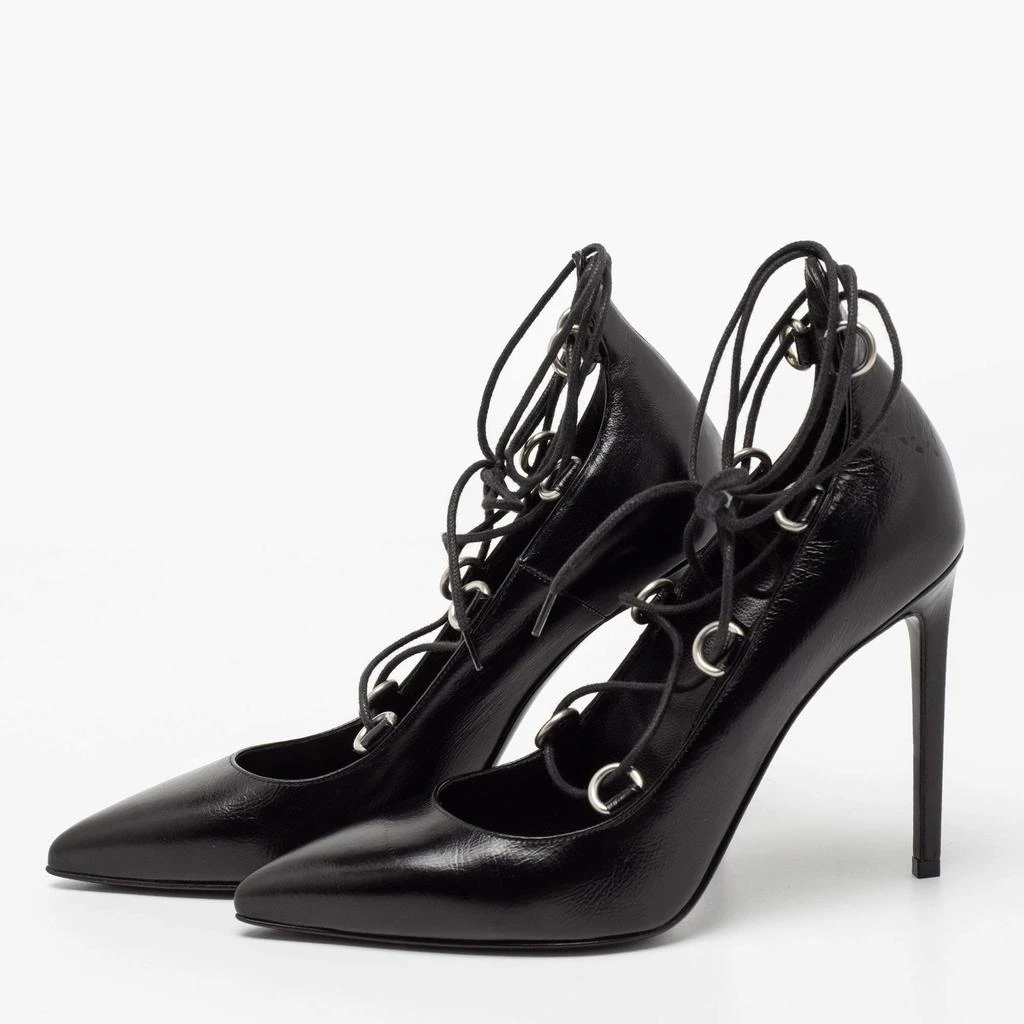 商品[二手商品] Yves Saint Laurent|Saint Laurent Black Leather Thorn Lace Up Pointed Toe Pumps Size 36,价格¥1637,第2张图片详细描述