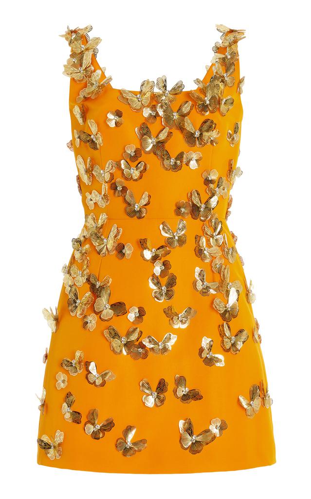 Carolina Herrera Carolina Herrera - Butterfly-Embellished Silk Mini Dress -  Orange - US 8 - Moda Operandi - Dresses & Skirts - BeyondStyle