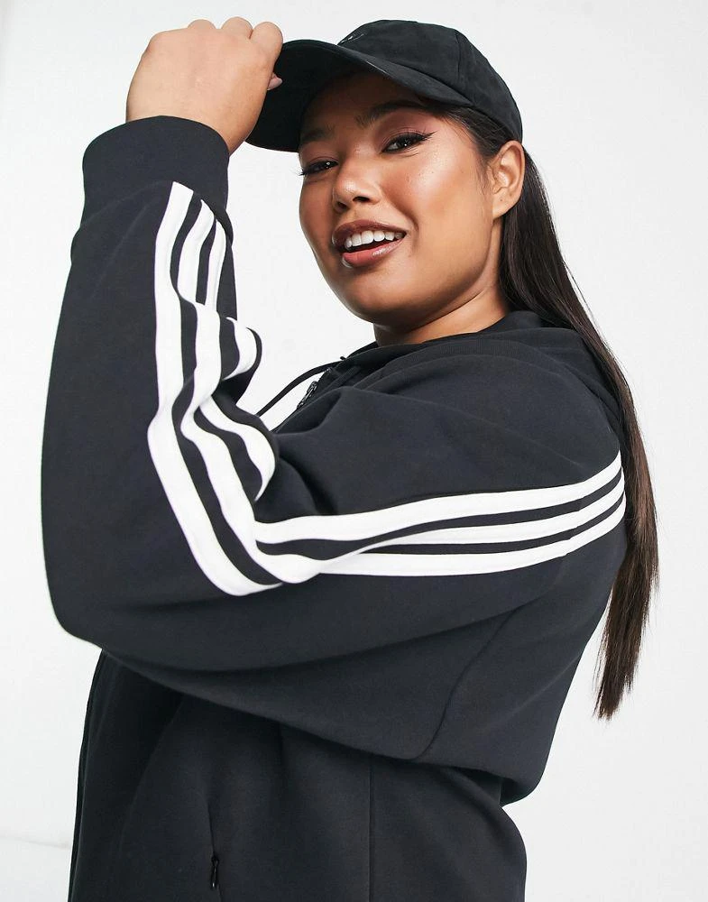 商品Adidas|adidas Sportswear Plus Future Icons 3 stripe zip up in black,价格¥342,第3张图片详细描述