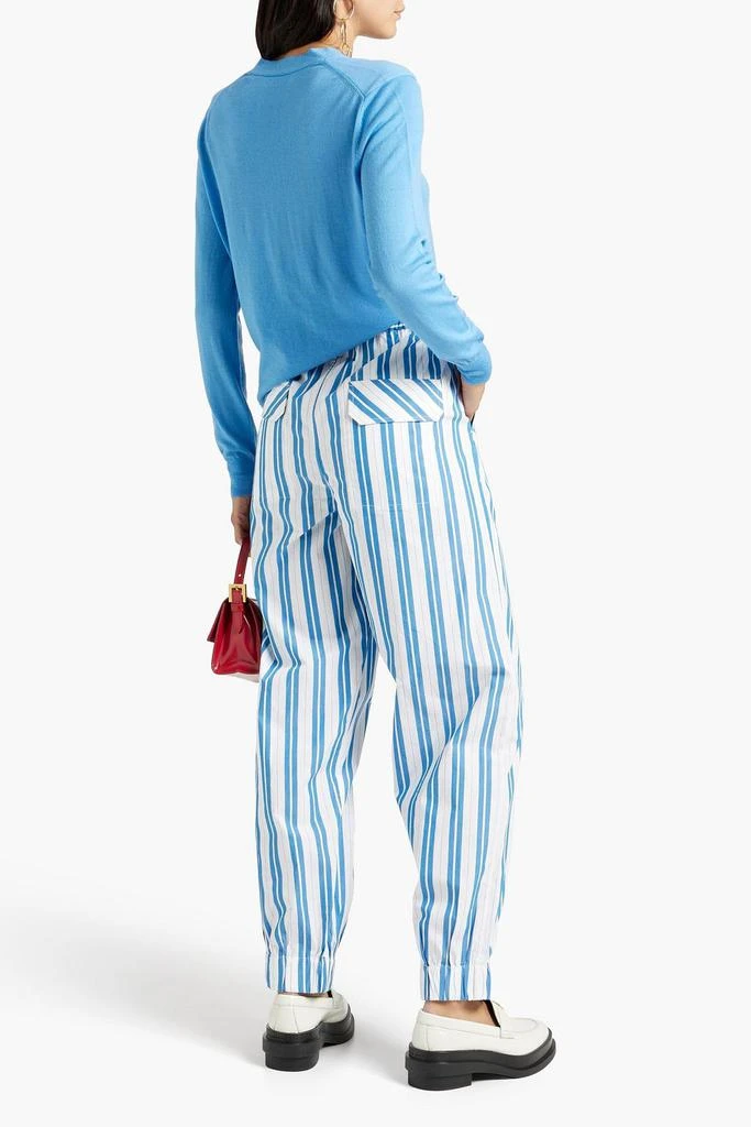 商品Ganni|Striped cotton-poplin tapered pants,价格¥520,第1张图片