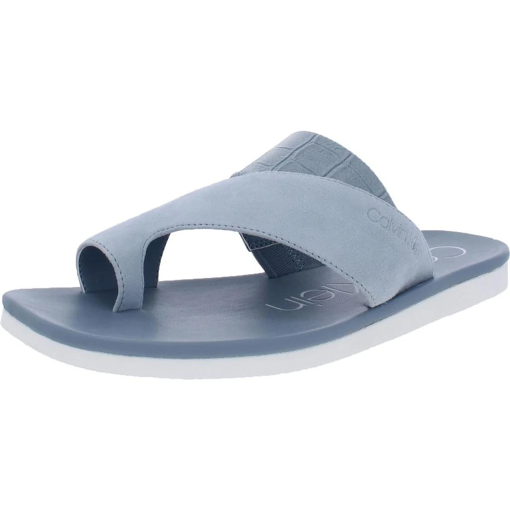 商品Calvin Klein|Calvin Klein Womens Rini Mixed Media Toe Loop Flip-Flops,价格¥122,第1张图片