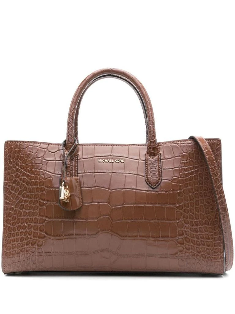 商品Michael Kors|Michael Kors Scarlett Medium Tote Bag In Brown Leather,价格¥2256,第1张图片