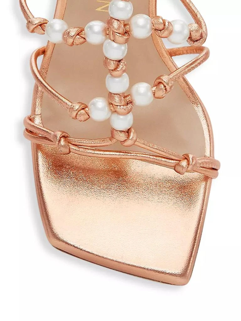 商品Stuart Weitzman|Pearl Knot Metallic Leather Block-Heel Sandals,价格¥1382,第4张图片详细描述