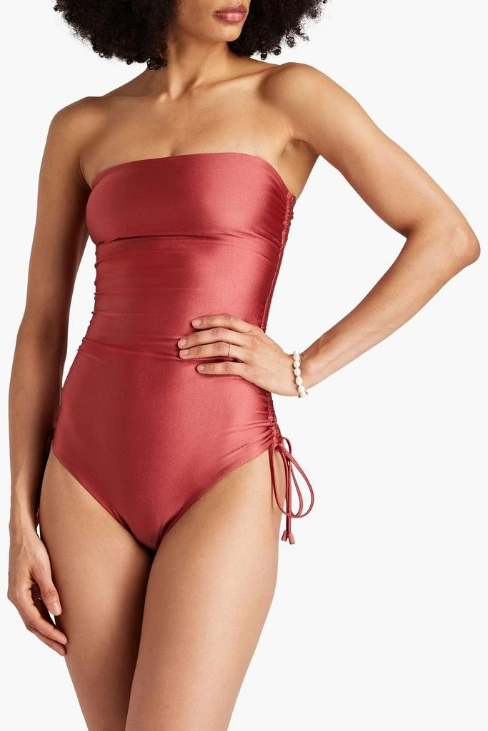 商品Zimmermann|Ruched metallic bandeau swimsuit,价格¥679,第2张图片详细描述