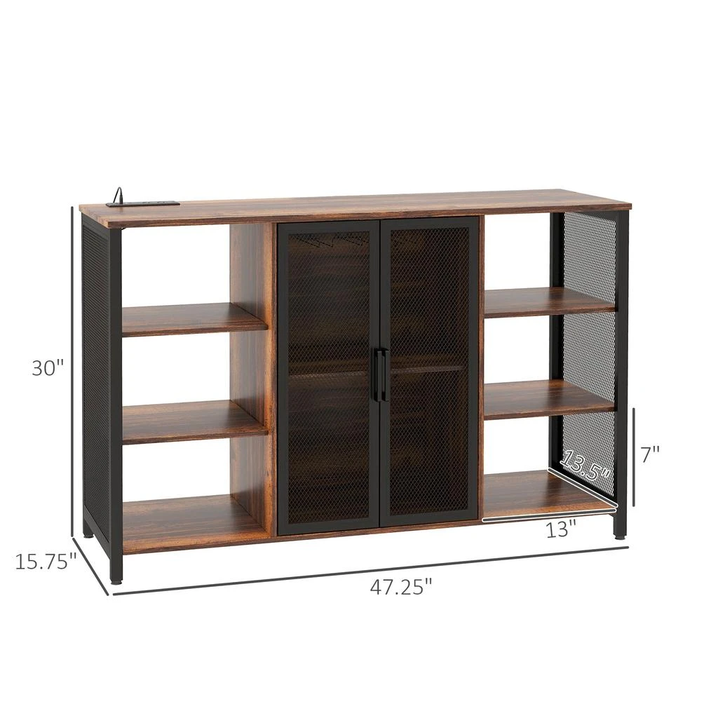 商品Streamdale Furniture|Streamdale LED Wine Cabinet with Charging Station Glass Holders,价格¥2664,第5张图片详细描述
