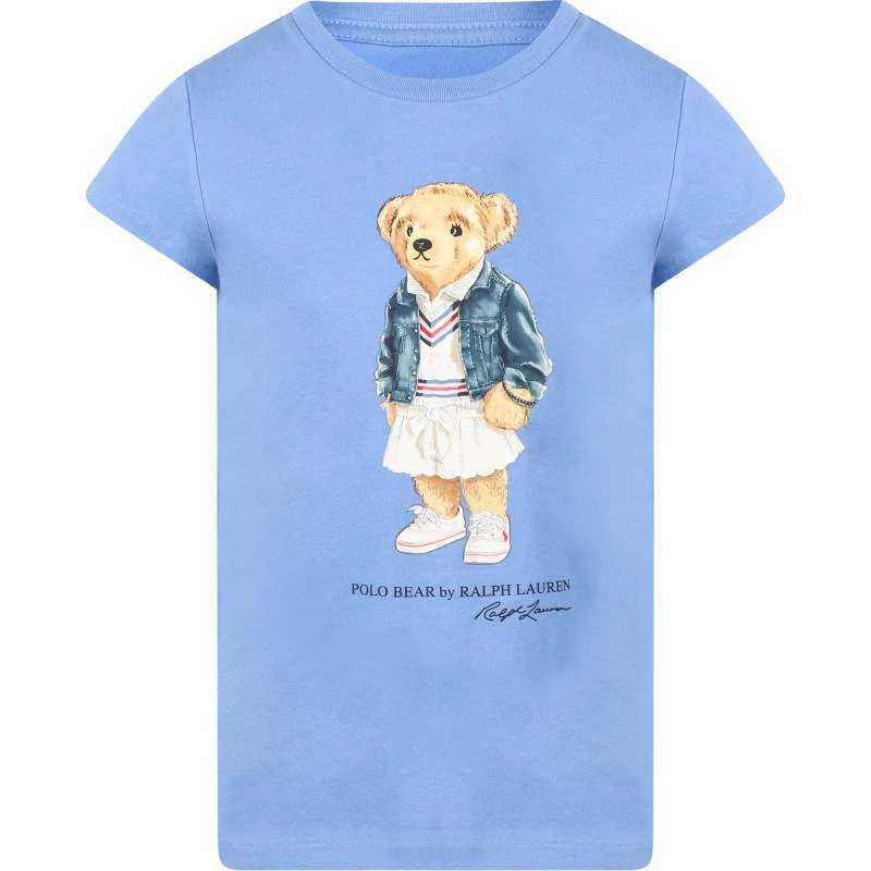 商品Ralph Lauren|Polo bear print logo t shirt in blue,价格¥288,第1张图片