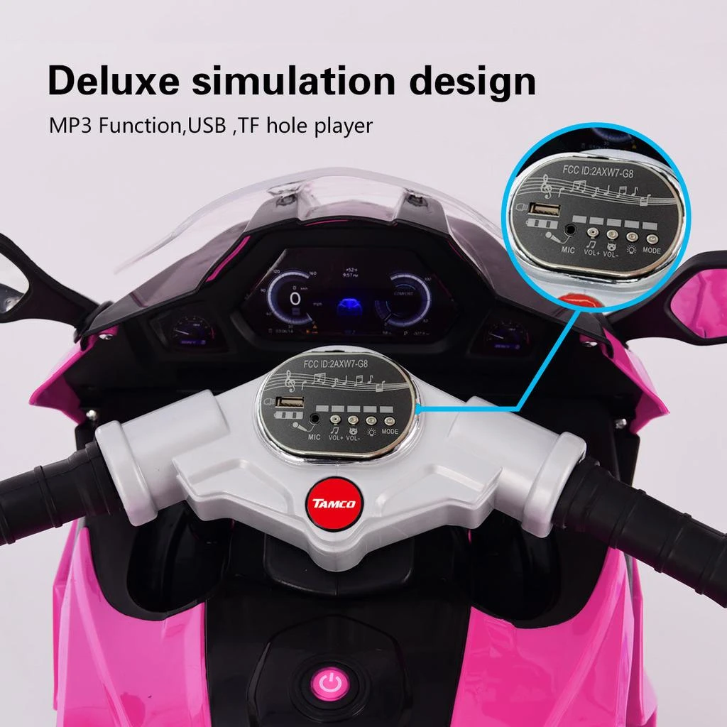 商品Streamdale Furniture|Streamdale 12V Kids Electric Motorcycle with Three Lighting Wheels,价格¥3435,第3张图片详细描述