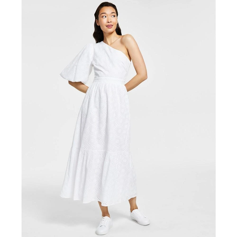 商品RACHEL Rachel Roy|Women's Cotton Eyelet One-Shoulder Maxi Dress,价格¥476,第1张图片