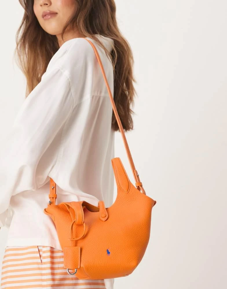 商品Ralph Lauren|Polo Ralph Lauren Play pebble 100% leather small tote & crossbody bag in orange peel,价格¥4661,第1张图片