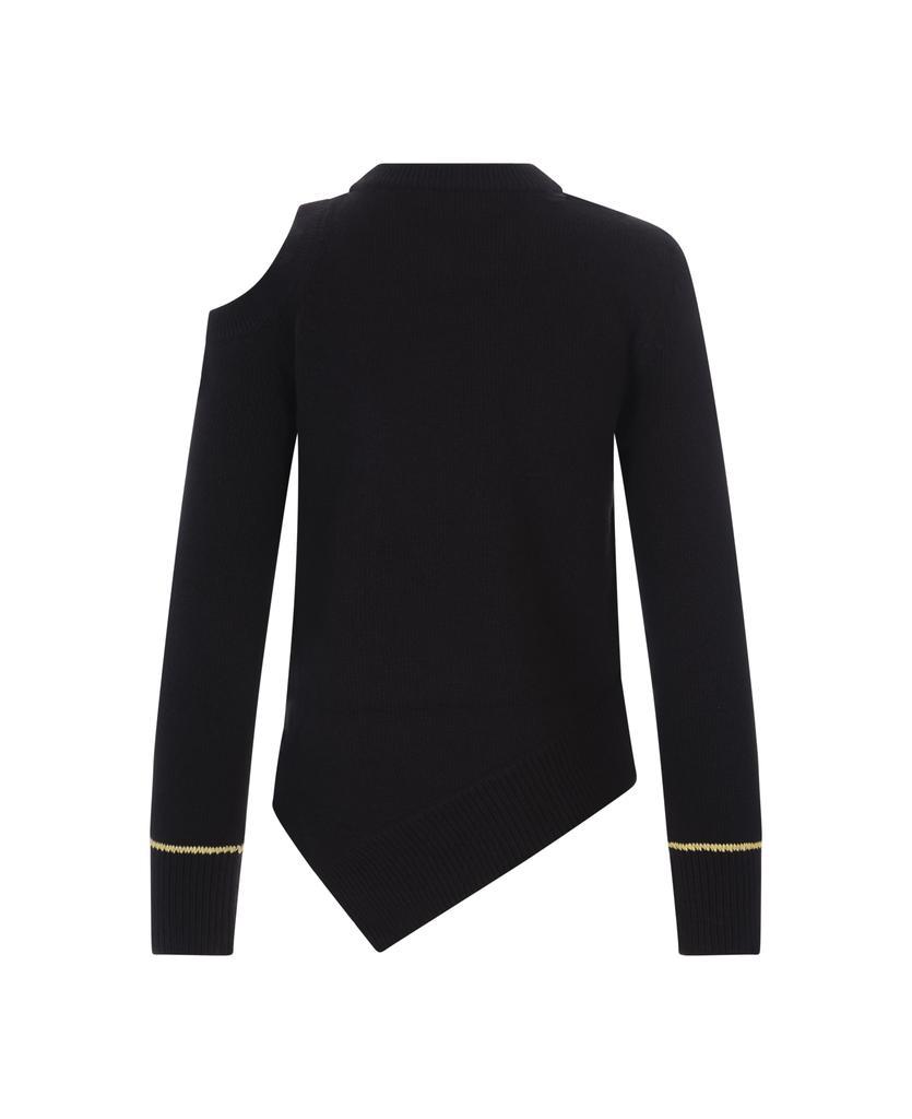商品Alexander McQueen|Woman Black Asymmetrical Cutwork Sweater,价格¥6800,第4张图片详细描述