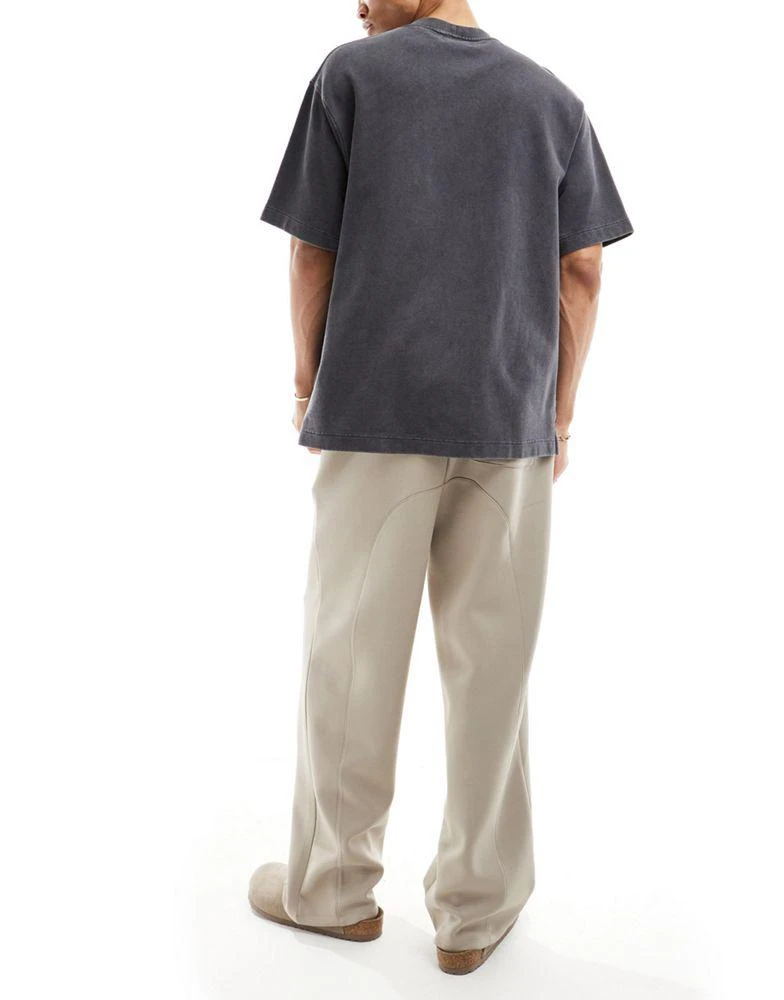 商品ASOS|ASOS DESIGN wide leg scuba fixed hem jogger in beige,价格¥207,第2张图片详细描述