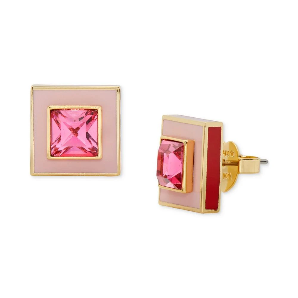 商品Kate Spade|Gold-Tone Framed Color Crystal Square Stud Earrings,价格¥217,第1张图片