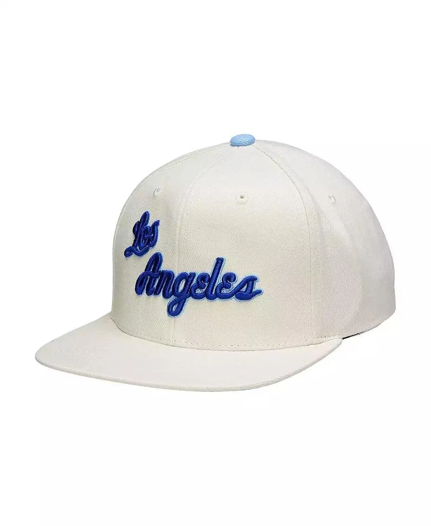 商品Mitchell and Ness|Men's Cream Los Angeles Lakers Hardwood Classics Snapback Adjustable Hat,价格¥269,第1张图片