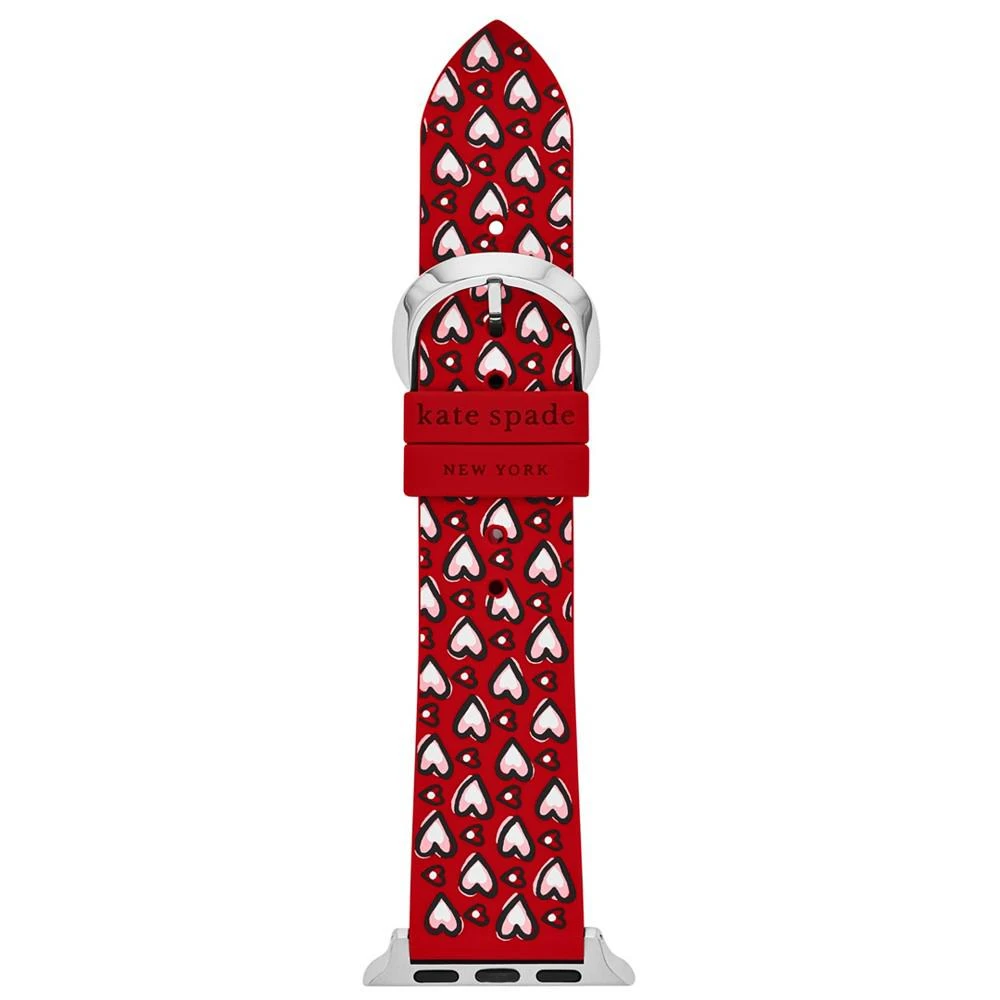 商品Kate Spade|Women's Red Heart Print Silicone Band for Apple Watch, 38mm, 40mm, 41mm,价格¥502,第1张图片